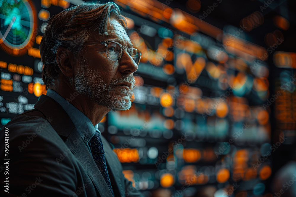An economist delivering a keynote speech on global market trends and economic forecasts at a financial conference. Concept of macroeconomic analysis. Generative Ai. An economist delivering a keynote speech on global market trends and economic forecasts at a financial conference. Concept of macroeconomic analysis. Generative Ai.