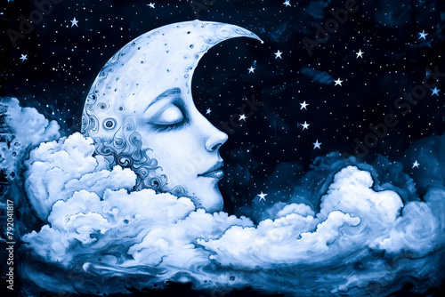 the moon crooning to the stars. Its silver beams weave melodies, soothing the restless constellations. Clouds hush their giggles, and comets hum along. photo
