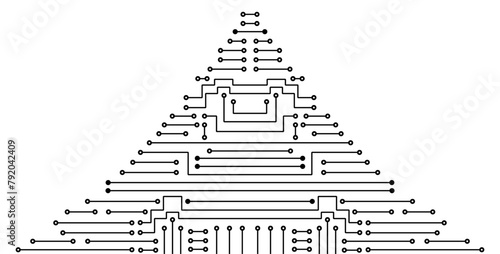 Electronic circuit background. Pyramid form. High tech concept. Digital banner.