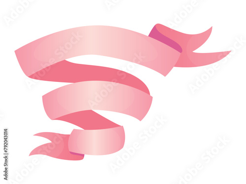 Simple pink ribbon isolated on white. Tape, band. set of characters for text banner. Decorative tape. linear icon vintage banner, graphic sale badge.