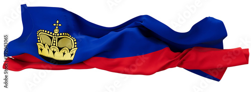 Royal Crown and Vibrant Blue of the Liechtenstein Flag Billowing in the Breeze
