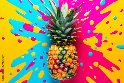 pineapple on a colorful splattered background