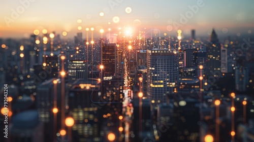 Digital Nexus Cityscape of Collaborative Commerce and Connectivity