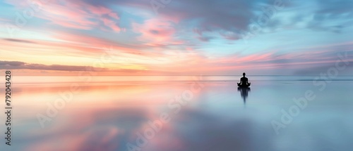 Tranquil Meditation at Sea with Pastel sky and Calm Waters