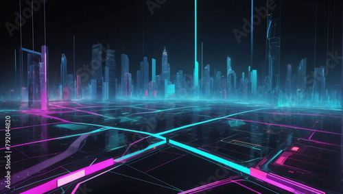 Vibrant digital backdrop suited for exploring the intersection of technology  AI  data  audio  and graphics.