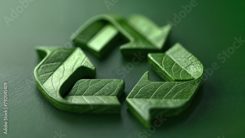 Recycling symbol green background. Eco concept. Ecological conservation and environmental protection. Conceptual recycling and reuse save natural.