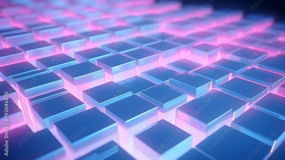 Fototapeta premium 3d rendering of blue and pink abstract geometric background. Scene for advertising, technology, showcase, banner, game, sport, cosmetic, business, metaverse. Sci-Fi Illustration. Product display
