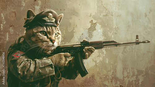 The cat is a military man in a military uniform photo