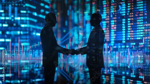 Dynamic Deal Business Partners Shake Hands Amidst Stock Market Chaos