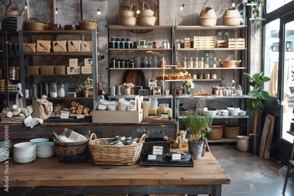 Chic eco-friendly kitchenware store interior Chic eco-friendly kitchenware store interior