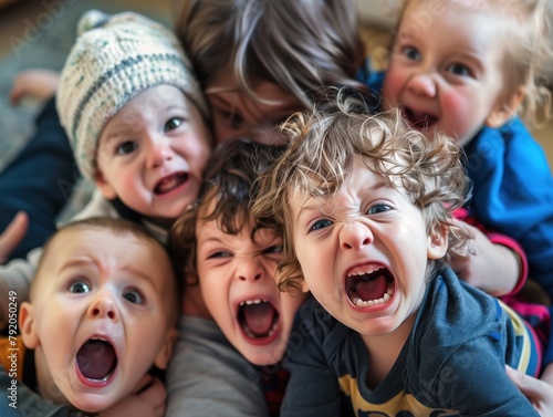 Group of Children Exuberantly Shouting