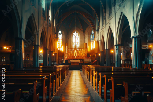 The church is very large and has many pews