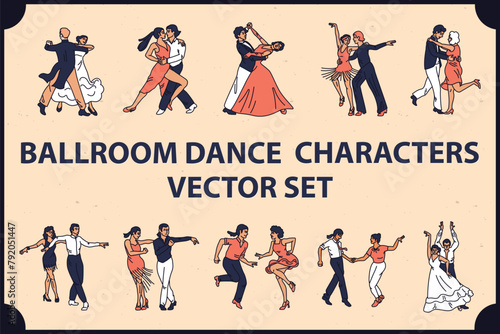 Ballroom Dance Characters Vector set