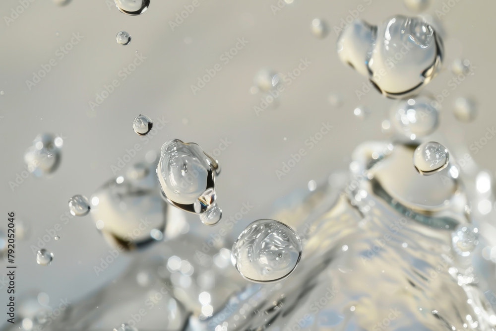 The image is of a splash of water with many small droplets. The droplets are scattered all over the image, creating a sense of movement and energy. The water appears to be clear and sparkling The image is of a splash of water with many small droplets. The droplets are scattered all over the image, creating a sense of movement and energy. The water appears to be clear and sparkling