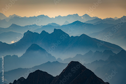 Stylized silhouette of mountain landscape