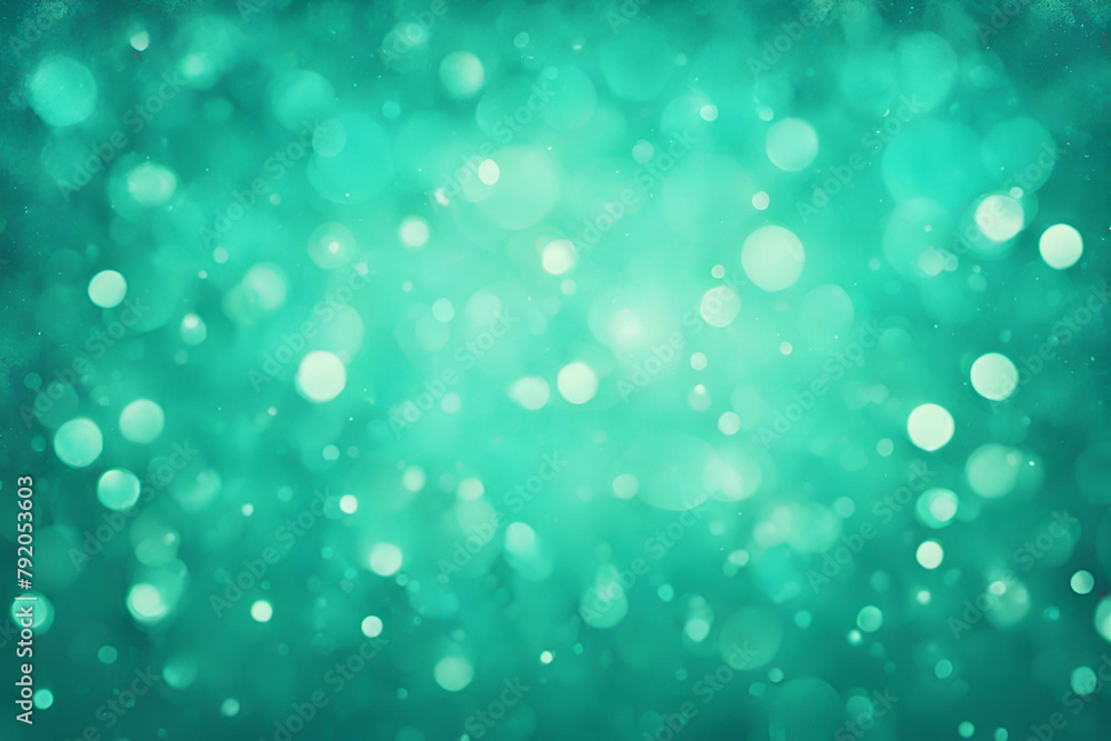 Turquoise bokeh , a normal simple grainy noise grungy empty space or spray texture , a rough abstract retro vibe shine bright light and glow background template color gradient