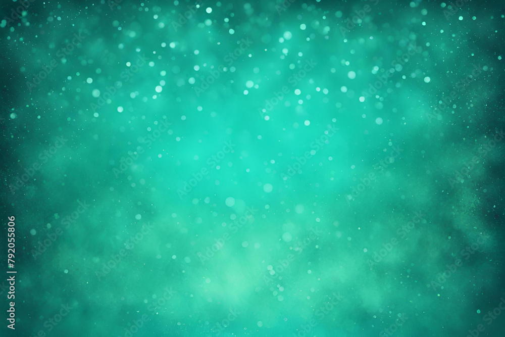 Naklejka premium Turquoise bokeh , a normal simple grainy noise grungy empty space or spray texture , a rough abstract retro vibe shine bright light and glow background template color gradient