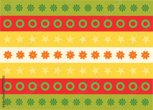 Mexican style pattern of varied colours and geometric shapes, festivity of 5 May, celebration of the Mexican historical triumph.