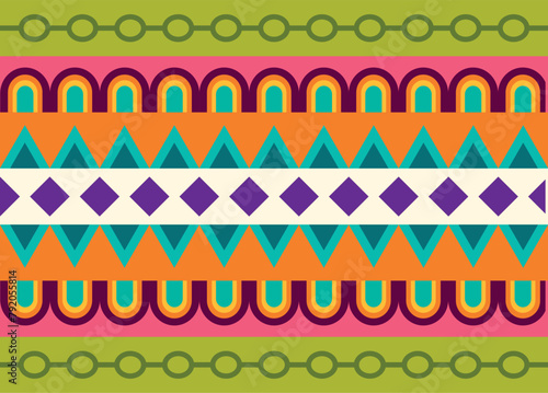 Mexican style pattern of varied colours and geometric shapes, festivity of 5 May, celebration of the Mexican historical triumph.