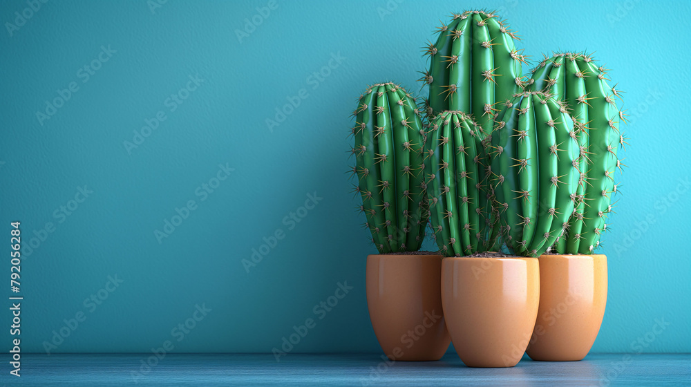 Cactus in a pot standing on a table top, front view setting with a space for a text Cactus in a pot standing on a table top, front view setting with a space for a text