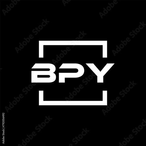 Initial letter BPY logo design. BPY logo design inside square.