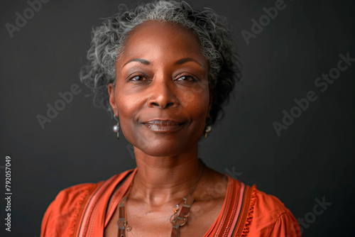 Radiant Strength: Proud Black Senior Woman Displays Confidence and Power Against Dark Backdrop