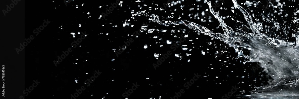 Super slow motion of water splash on black backgro