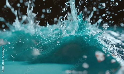 Super slow motion of water splash on black backgro  Super slow motion of water splashes on a turquoise