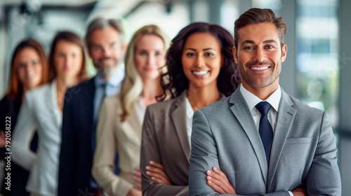 Group of Business People Standing in a Line. Generative AI