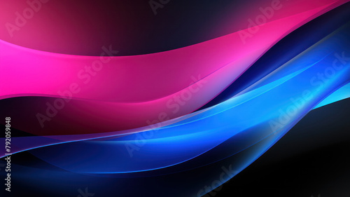 Abstract neon background. Shiny moving lines and waves. Purple and blue glowing neon pattern for backgrounds, banners, wallpapers, posters and covers. Generative AI.