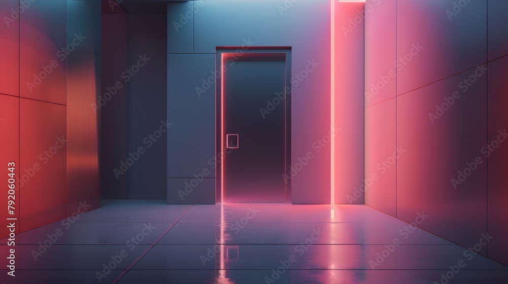 An ultra-modern door design featuring kinetic elements that open and close in response to user movement, blurring the boundaries between architecture and art in stunning 4K realism.