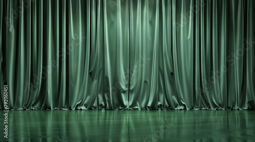 Textured green curtain in a theater background