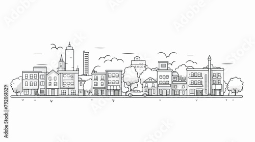 Monochrome horizontal urban landscape with city or