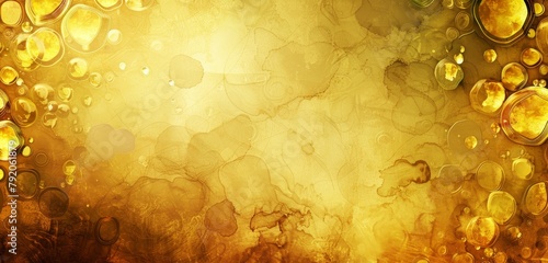 An array of golden bubbles against a warm, glowing background, creating a sense of lightness and elegance. photo