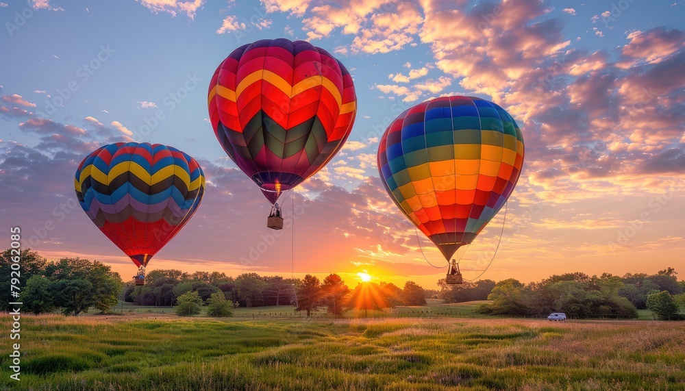 Obraz premium Colorful hot air balloons at sunrise