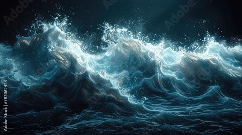 Abstract waves crashing on a digital shore photo