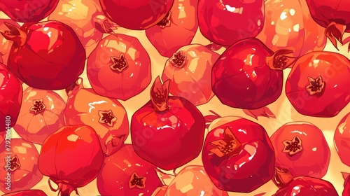 Pomegranates with seeds are showcased in the 2d version found in the portfolio