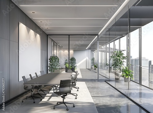 Modern office interior with panoramic windows