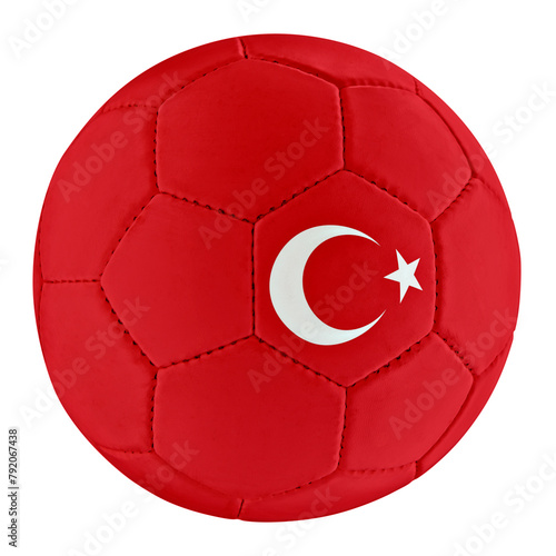 Soccer ball with Turkey team flag isolated on white