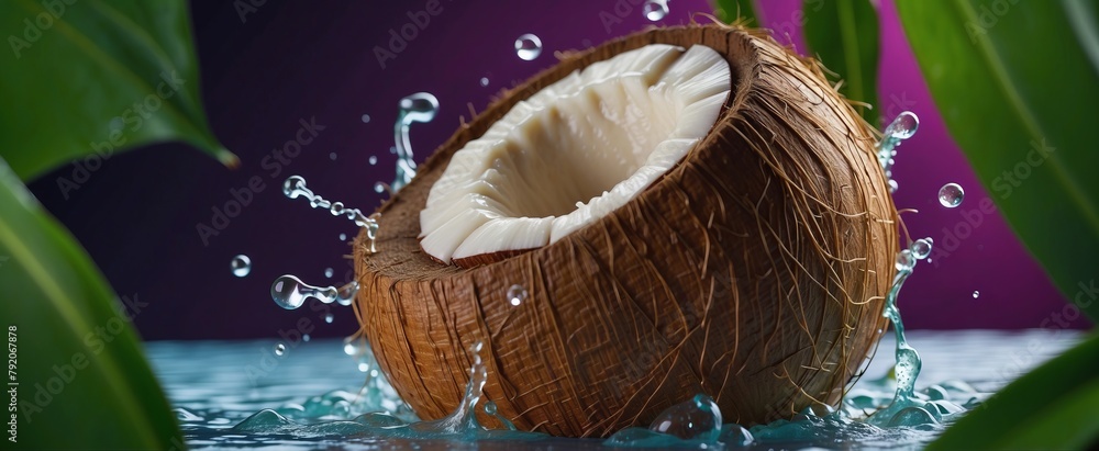 Coconut in water drops Coconut in water drops