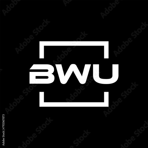 Initial letter BWU logo design. BWU logo design inside square. photo