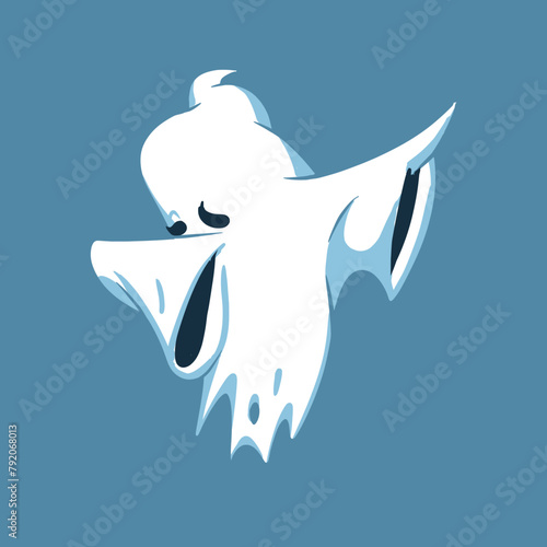 Cute Ghost Dabbing Vector Illustration. Holiday Halloween. Isolated Flat Cartoon Vector Illustration