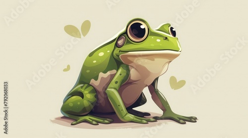 Premium Flat Cartoon Frog: Vector Icon Illustration for Animal Nature Concept © Ammar