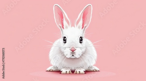 Premium Flat Rabbit Cartoon: Vector Icon Illustration for Animal Nature Concept