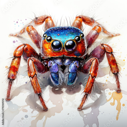 Watercolor Spider, clipart Illustration, Generative Ai © SantoshArt