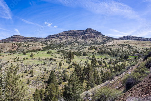Beautiful landscape typical to Central Oregon in sunny summer day
