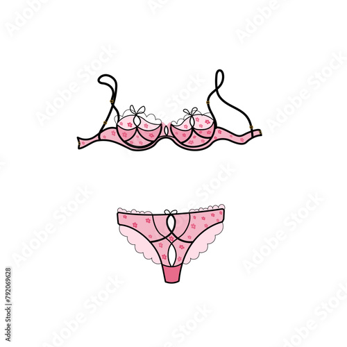 Decorative lingerie set.  Vector illustration on white background.