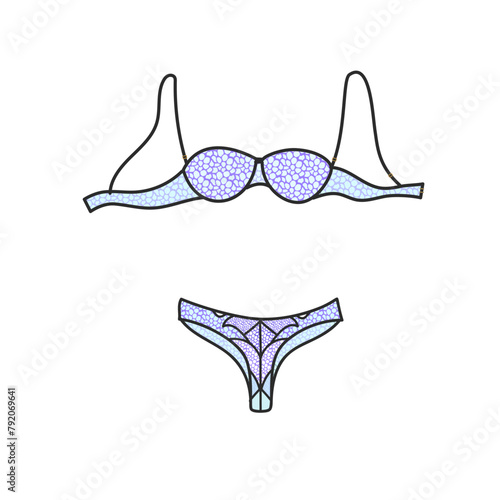 Decorative lingerie set.  Vector illustration on white background.