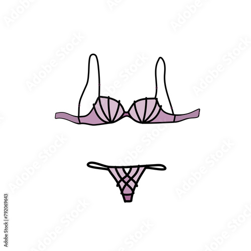 Decorative lingerie set.  Vector illustration on white background.