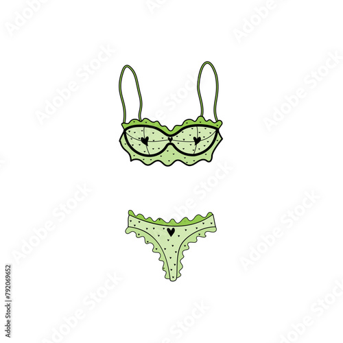 Decorative lingerie set.  Vector illustration on white background.